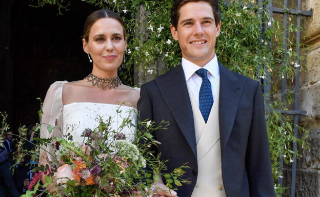 Claudia Osborne y José Entrecanales, el día de su boda en Jerez, en octubre de 2021. 