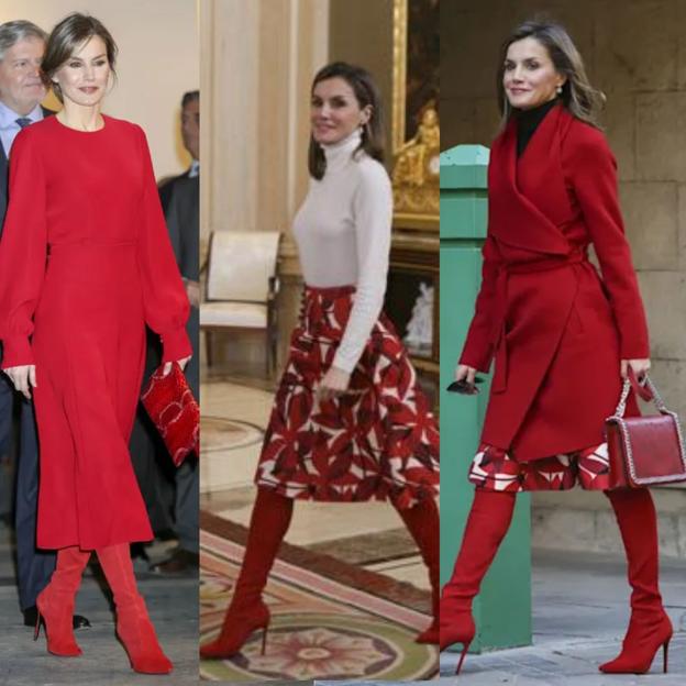 La reina Letizia con las botas rojas.