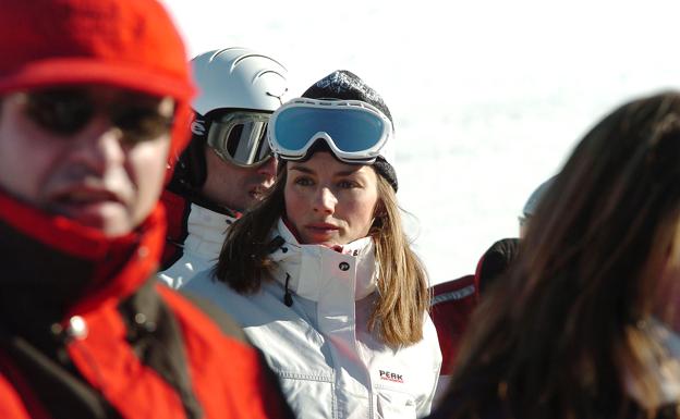 La reina Letizia cuando era princesa de asturias, en unas vacaciones en Baqueira