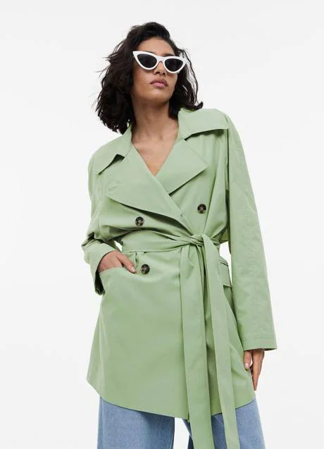 Short green trench coat