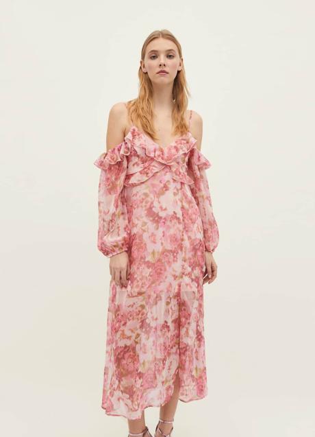 Vestido floral de Stradivarius, 29,99€.