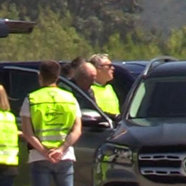 El rey Juan Carlos, as su llegada al aeropuesrto de Vigo. 