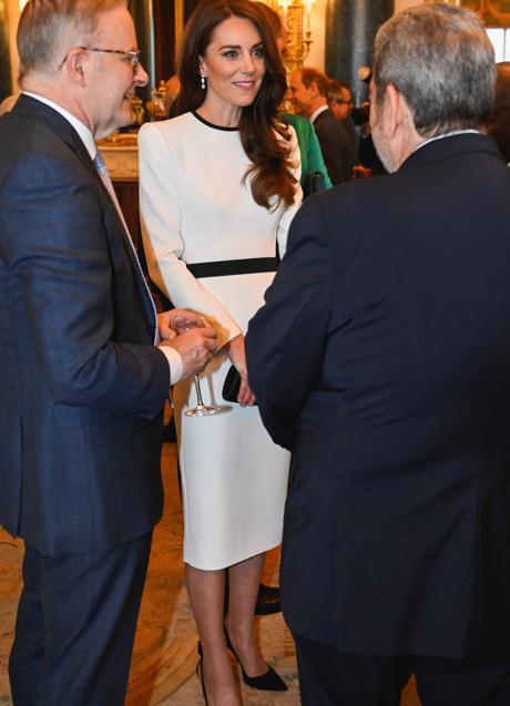 Kate Middleton, durante la recepción a los royals y mandatarios internacionales previa a la coronación. (FOTO: GTRES)