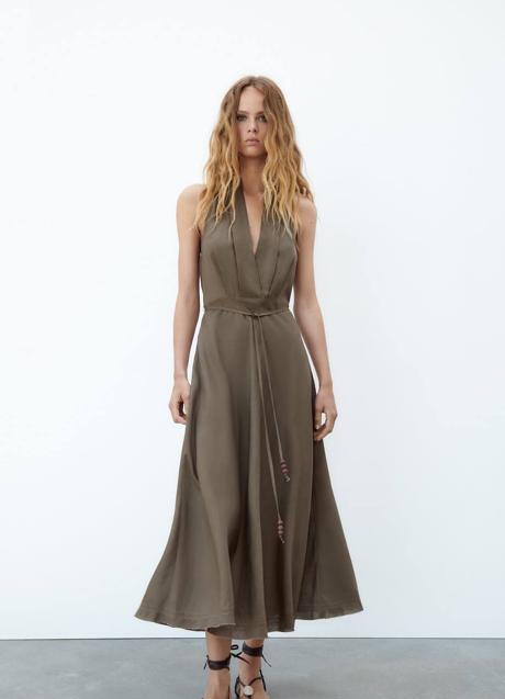 Vestido halter khaki