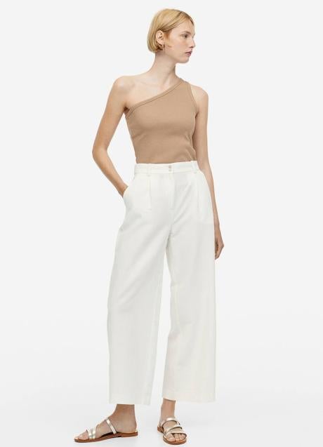 Pantalón culotte de lino blanco