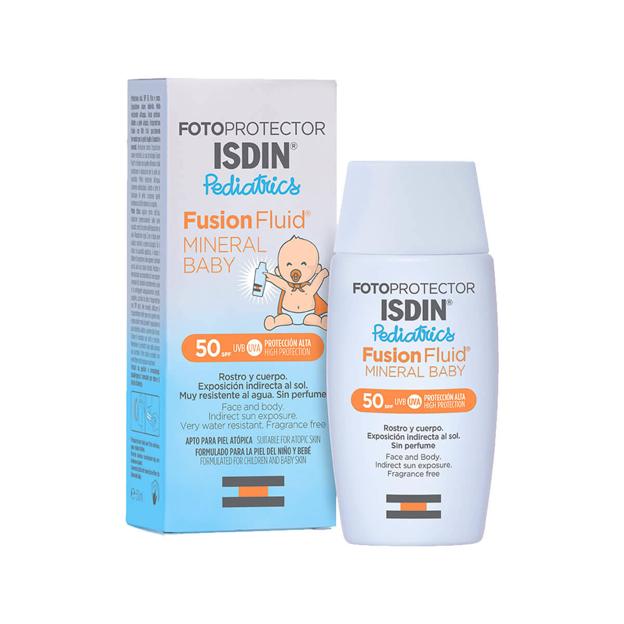 Isdin Pediatrics Mineral Baby Fusion Fluid SPF50. Precio: 22,28 euros