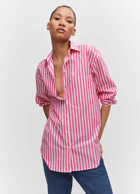 Camisa con estampado de rayas fucsia