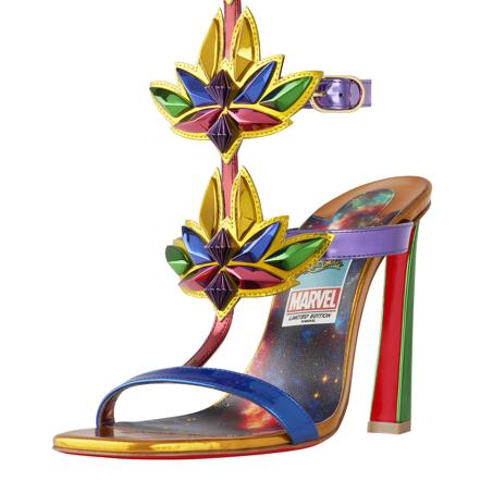 Sandalia de tacón de la colección de Louboutin con Marvel.