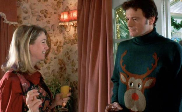 La famosa escena de 'El diario de Bridget Jones' en la que el personaje que interpreta Colin Firth luce un jersey feo de Navidad. 