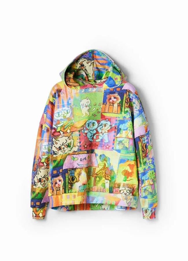 Sudadera oversize de gatos de Desigual, 44,98 euros.