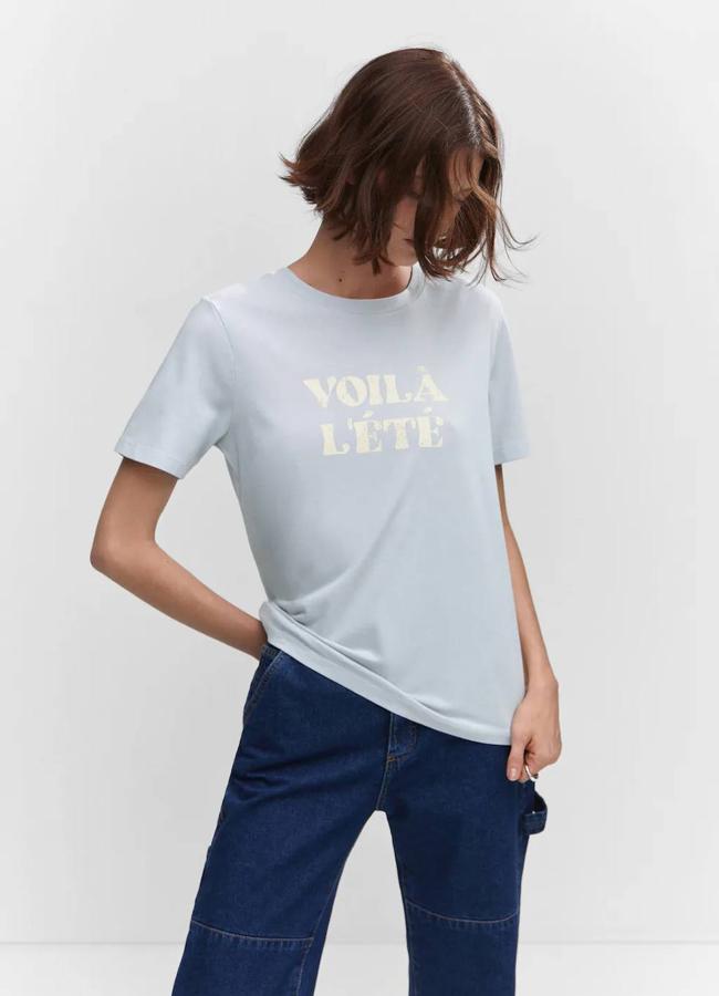 Camiseta con estampado de texto en francés