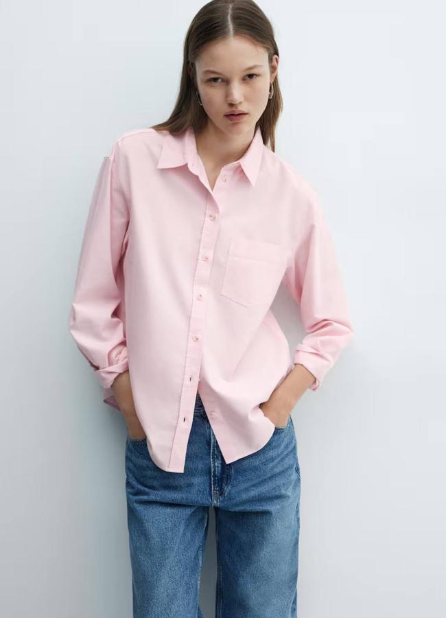 Camisa rosa estilo oxford