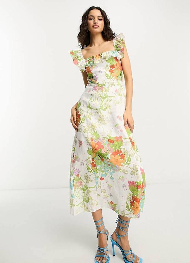 Vestido de volantes con estampado floral