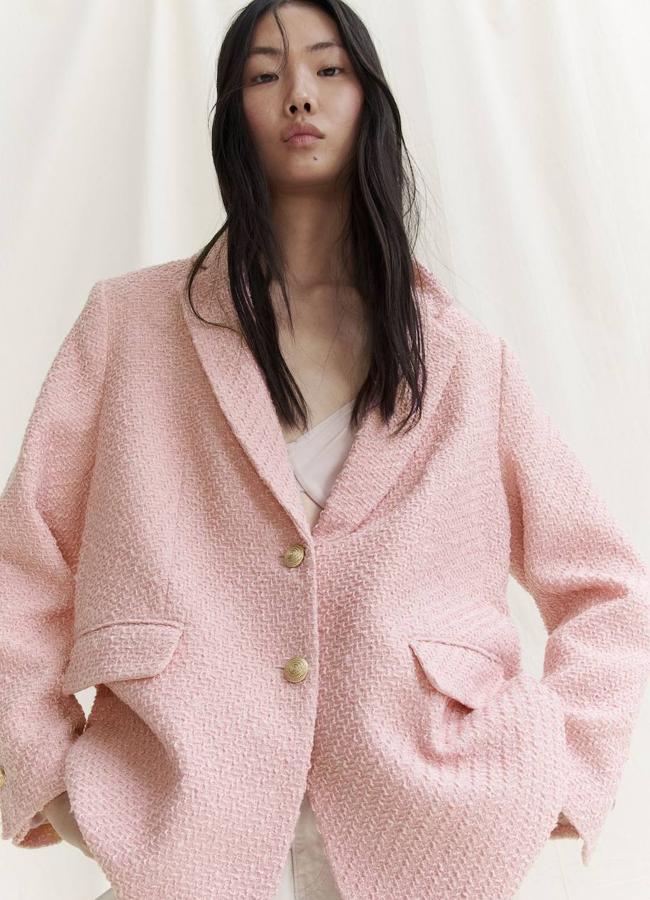 Chaqueta de tweed rosa