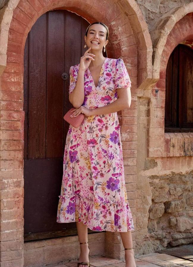 Vestido de invitada con estampado de flores