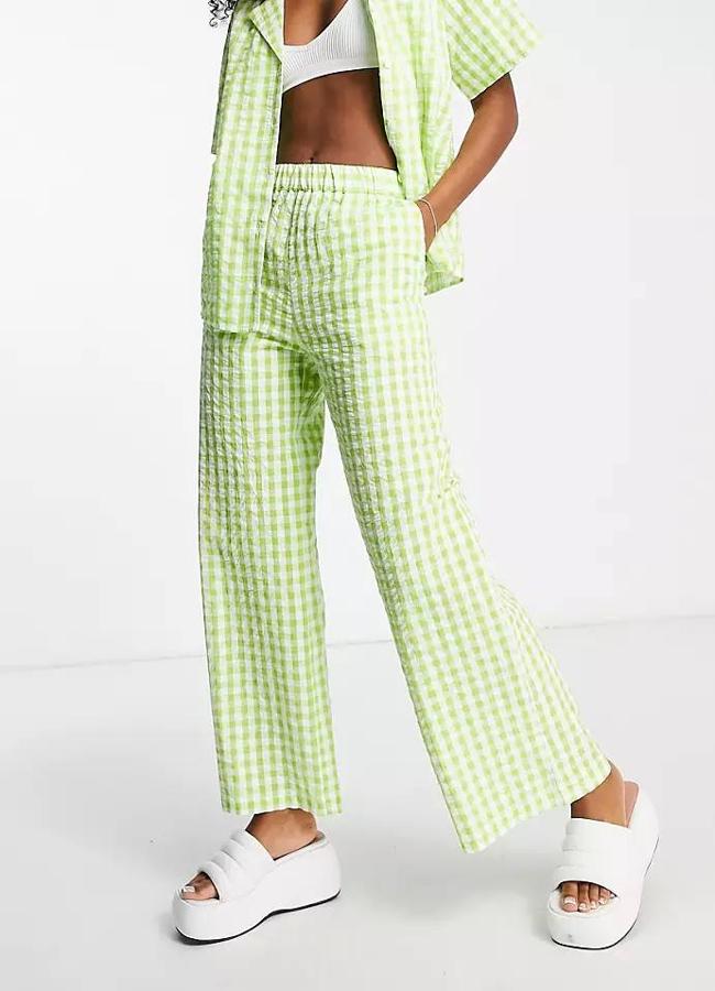 Pantalón de vichy verde tipo pijamero