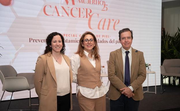 La Dra. Pilar López Criado (Oncóloga responsable de la Unidad Multidisciplinar de Piel y Melanoma. MD Anderson Cancer Center Madrid); el Dr. Alberto Conde Taboada (Jefe del Servicio de dermatología. MD Anderson CancerCenter Madrid), y la Dra. Ainara Soria (Responsable de Tumores Cutáneos y Tumores de Cabeza y Cuello del Servicio de Oncología Médica. Hospital Universitario Ramón y Cajal de Madrid)