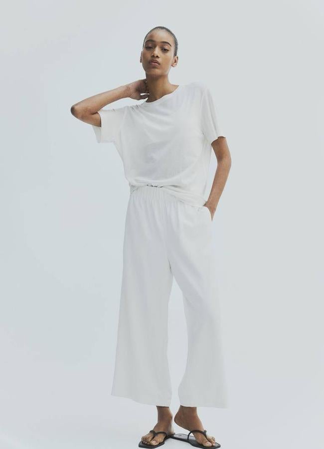 Pantalones blancos tipo culotte