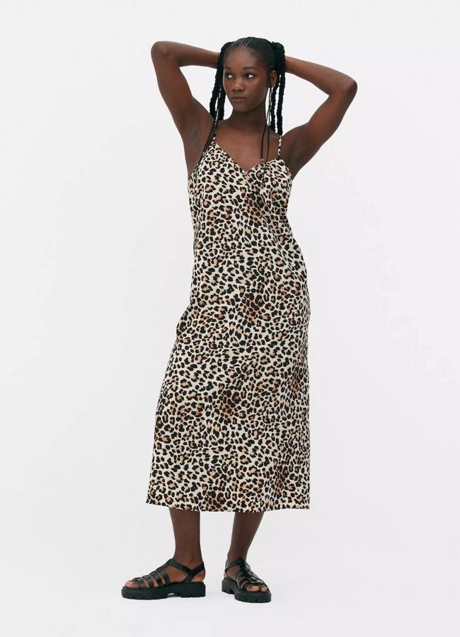 Vestido midi de leopardo