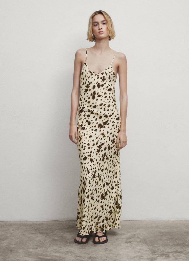 Vestido largo con animal print