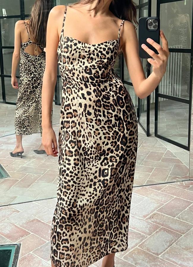 Vestido de leopardo midi