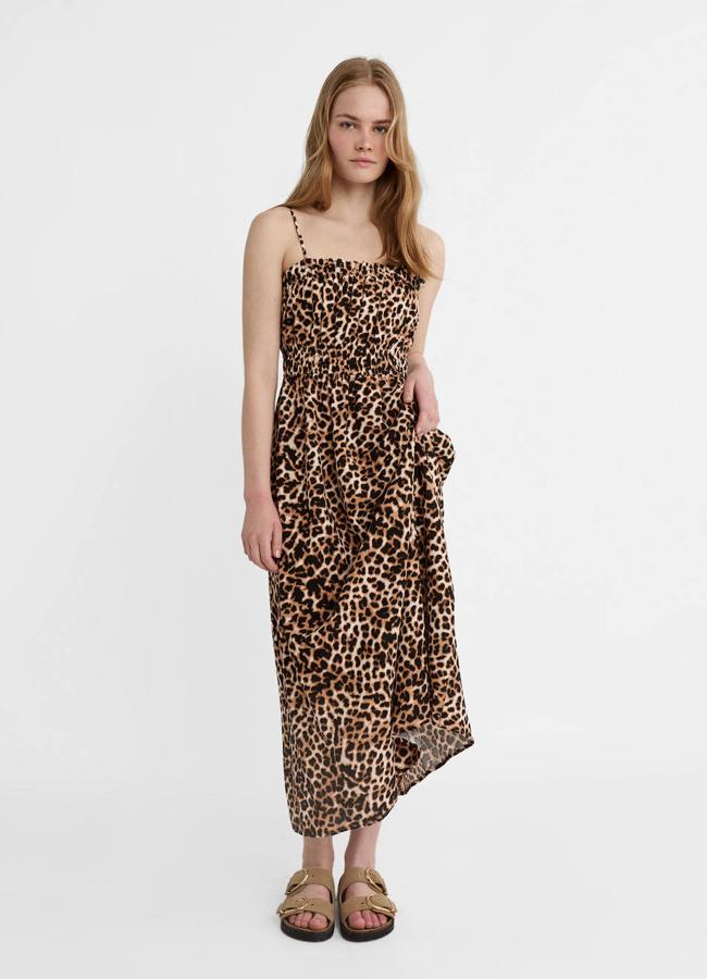 Vestido de leopardo fluido con elástico