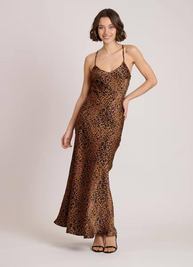 Vestido de leopardo satinado