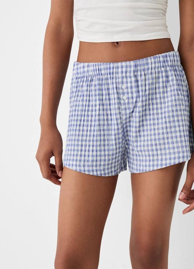 Shorts tipo boxers con estampado de vichy