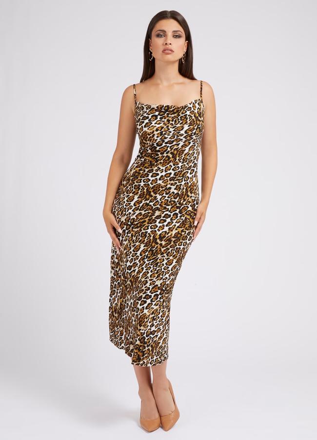 Vestido de leopardo de Guess, 70 euros.