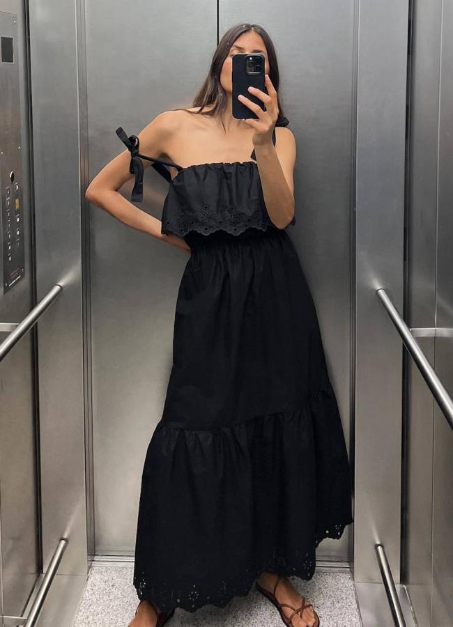 Vestido negro bordado