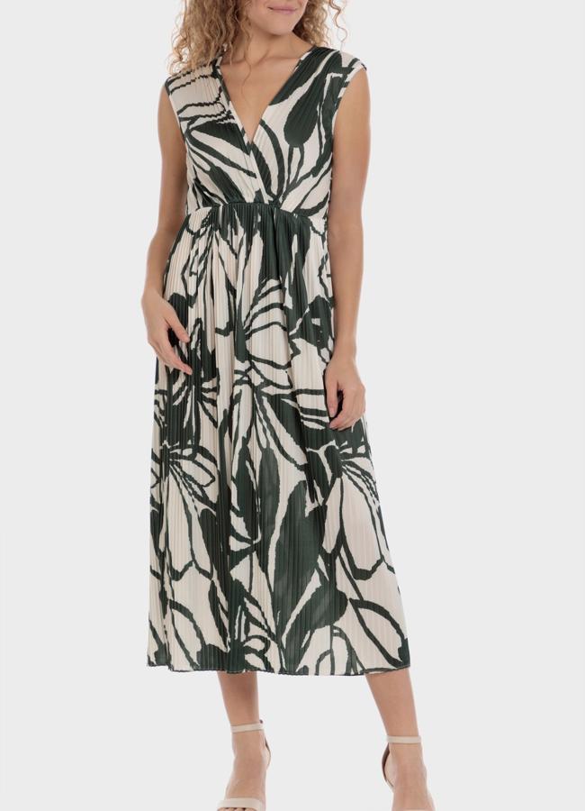 Vestido estampado plisado de Punto Roma (39,95€)