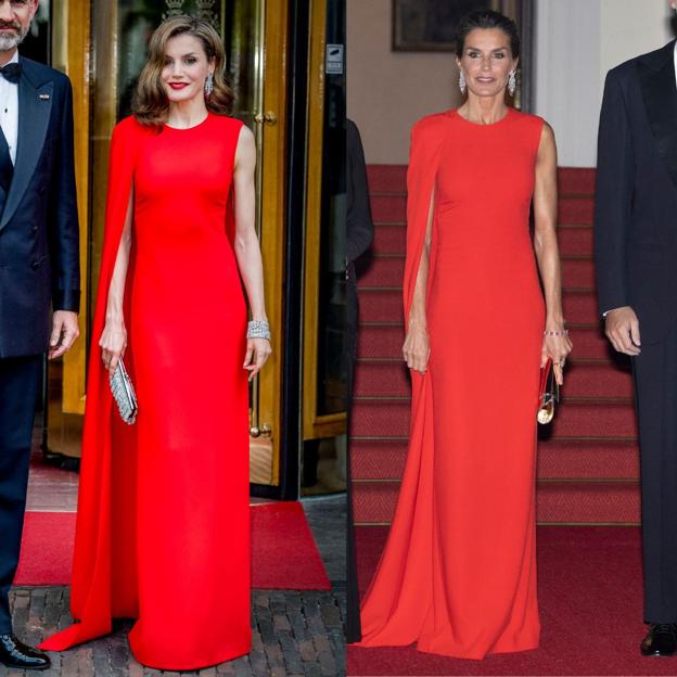 Las dos veces que la reina Letizia ha llevado el vestido de Stella McCartney.