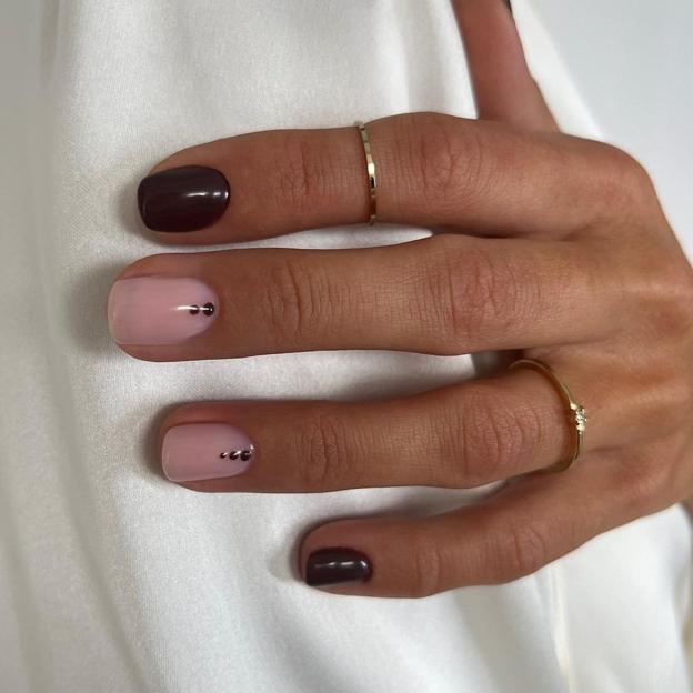 Un ejemplo de nail art minimalista para otoño.