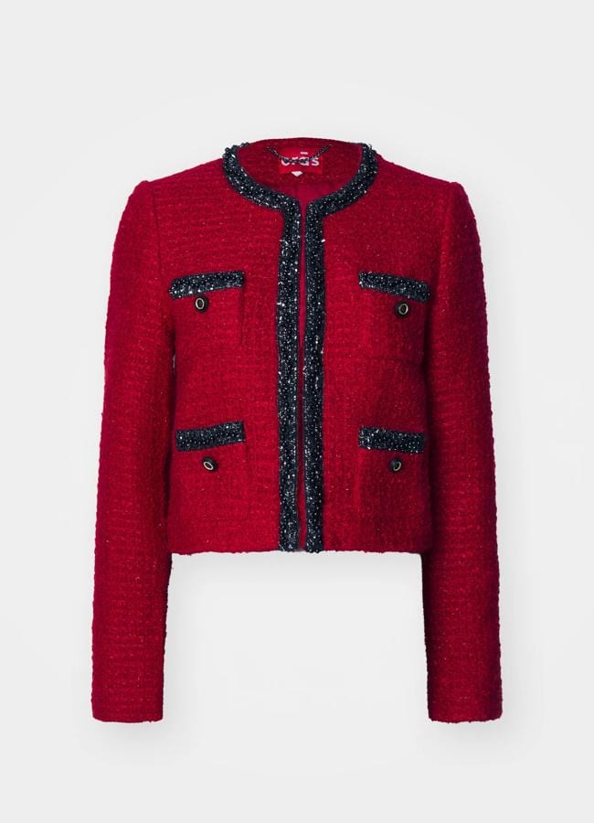 Chaqueta de tweed roja Cras, 179,95 euros.