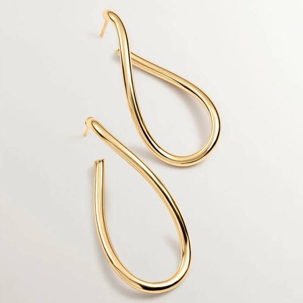 Pendientes de aro ondulados grandes de plata 925 bañada en oro amarillo de 18K (71,2€)