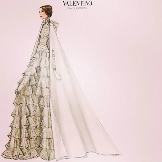 El boceto del vestido de novia de Valentino.