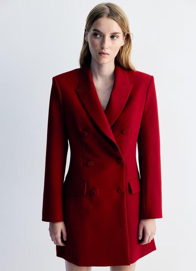 Vestido rojo estilo blazer