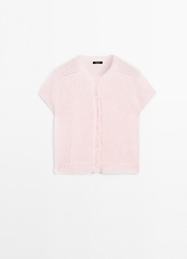 Cárdigan de punto en rosa empolvado de Massimo Dutti.