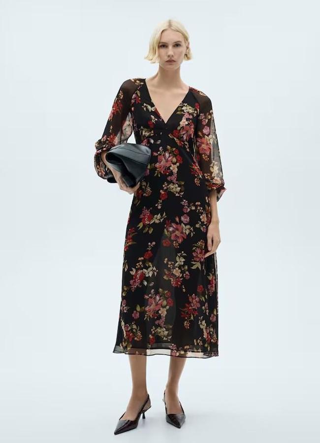 Vestido floral print midi