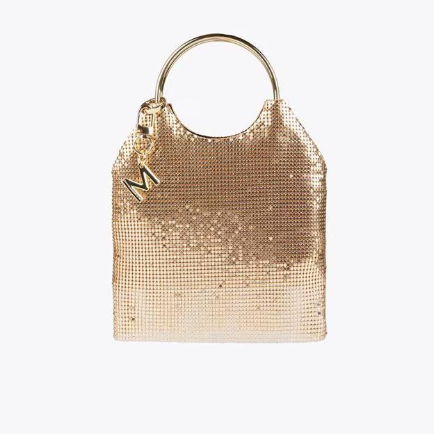 Bolso de fiesta de mujer de malla dorado (59,95€ en El Corte Inglés)