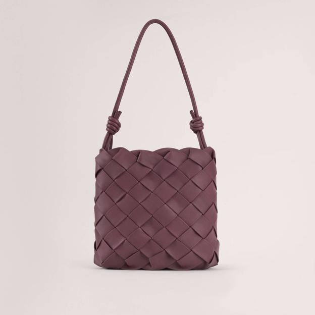 Bolso cubo trenzado marron rosado Odette (670€)