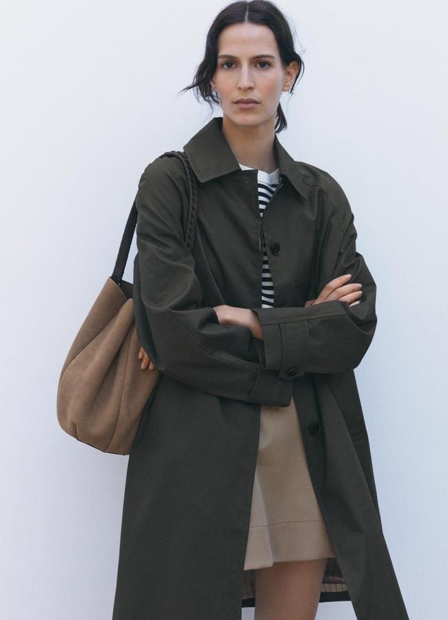 Gabardina oversize khaki