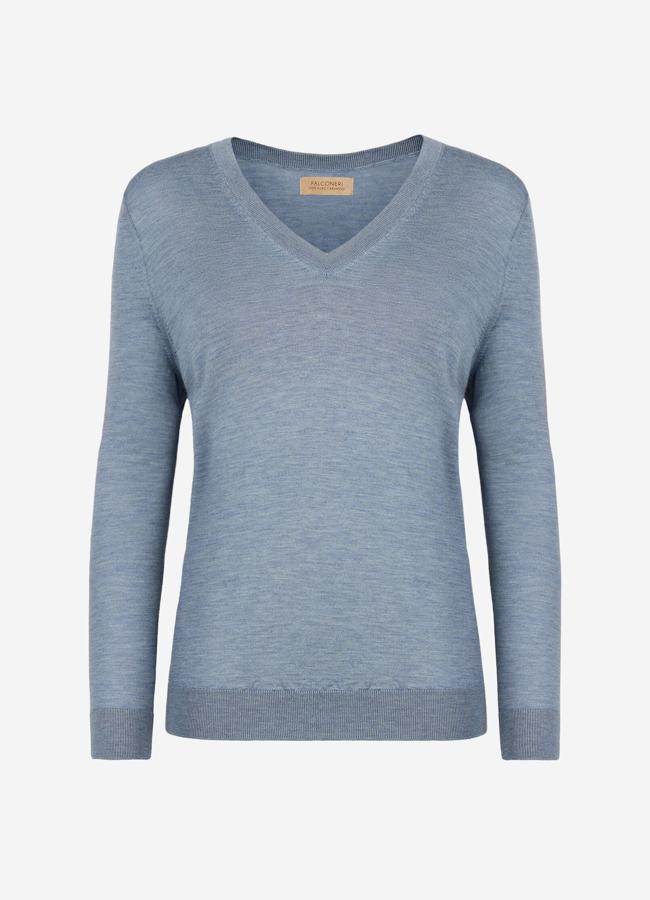 Jersey con cuello de pico de cashmere ultrafine de Falconeri (198€)